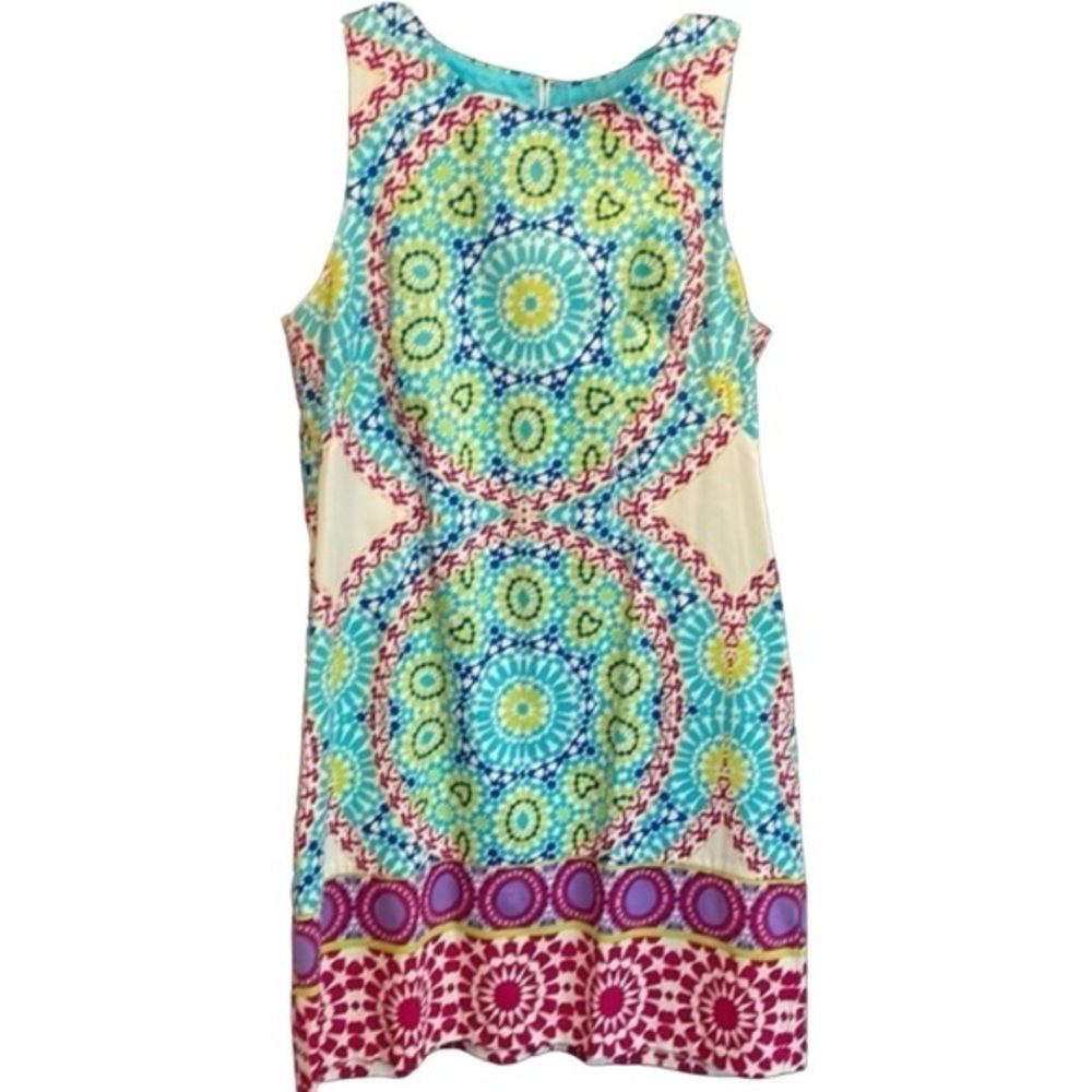 LONDON TIMES Vibrant‎ Dress Paisley Multicolored Sleeveless Lined Size 10